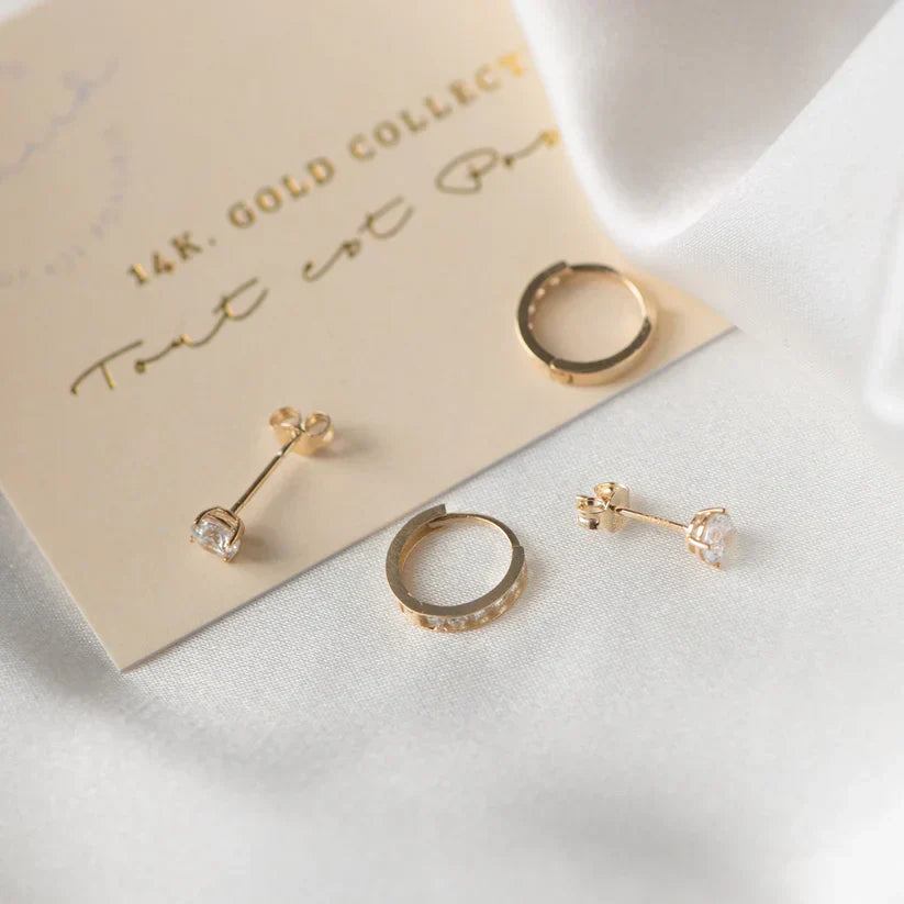 Dara Brillane Stone Ohrringe Set | Gold
