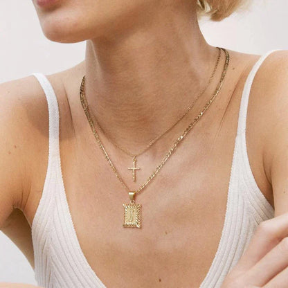 Kreuz-Initialen-Halskettenset | Gold