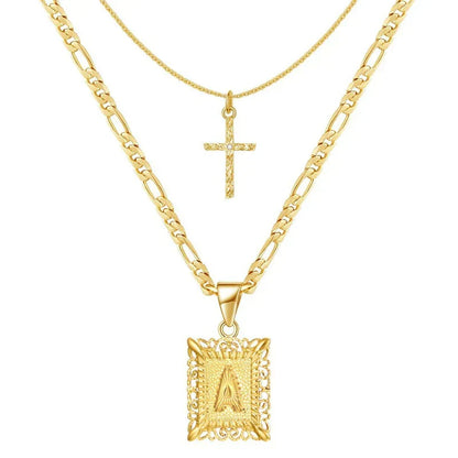 Kreuz-Initialen-Halskettenset | Gold