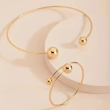 Minimalistisches Leucht-Set aus Halsband & Armreif | Gold