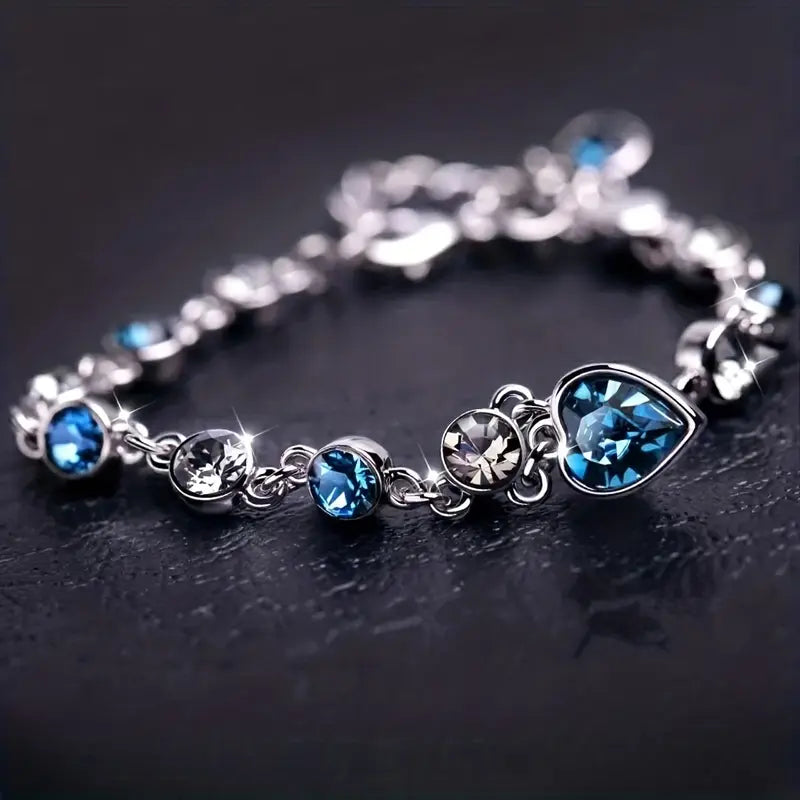 Ocean Heart Glow Armband | Weißgold