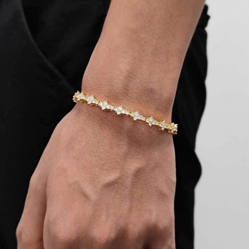 Classic Cluster Tennis Bracelet | White Gold