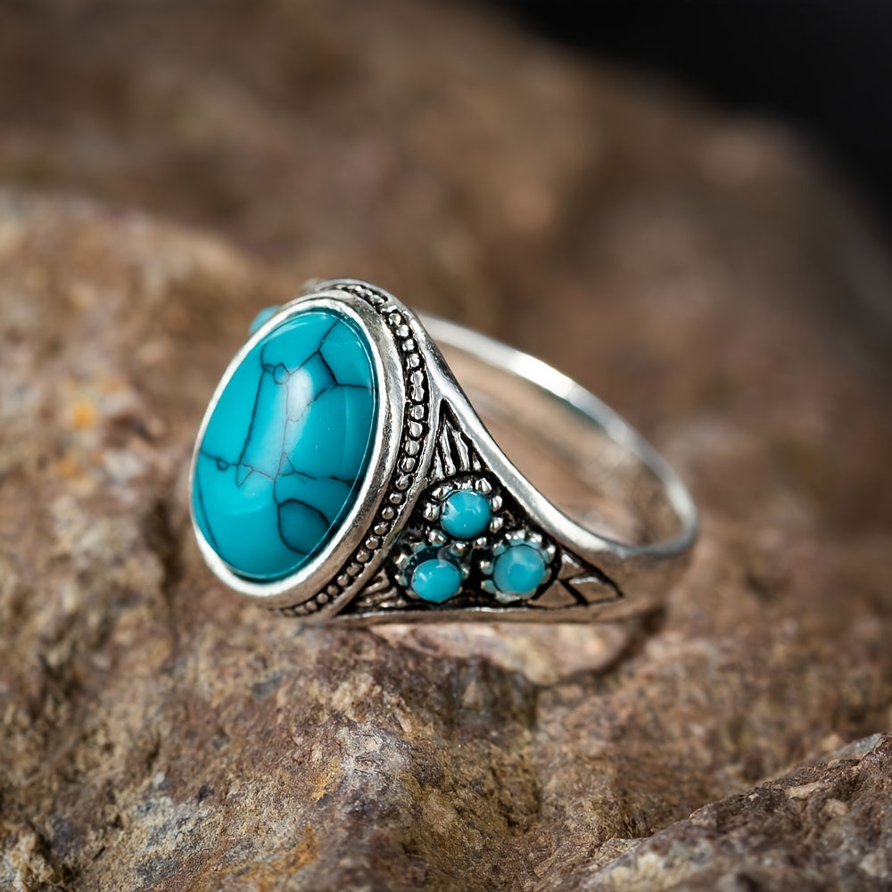 Nomad Blauer Stein Ring | Weißgold