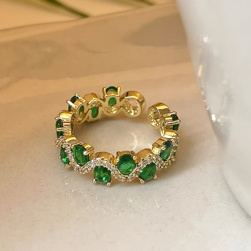 Calira Sparkling Emerald Offener Ring | Gold