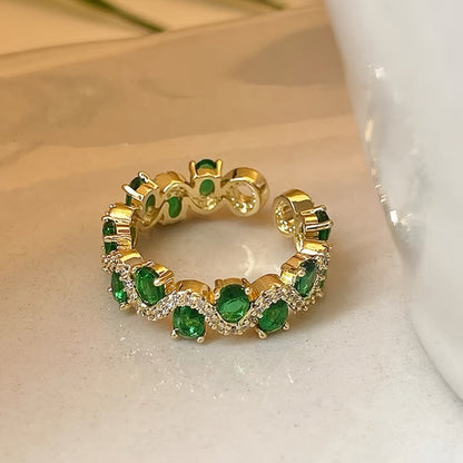 Calira Sparkling Emerald Offener Ring | Gold