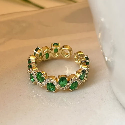 Calira Sparkling Emerald Offener Ring | Gold