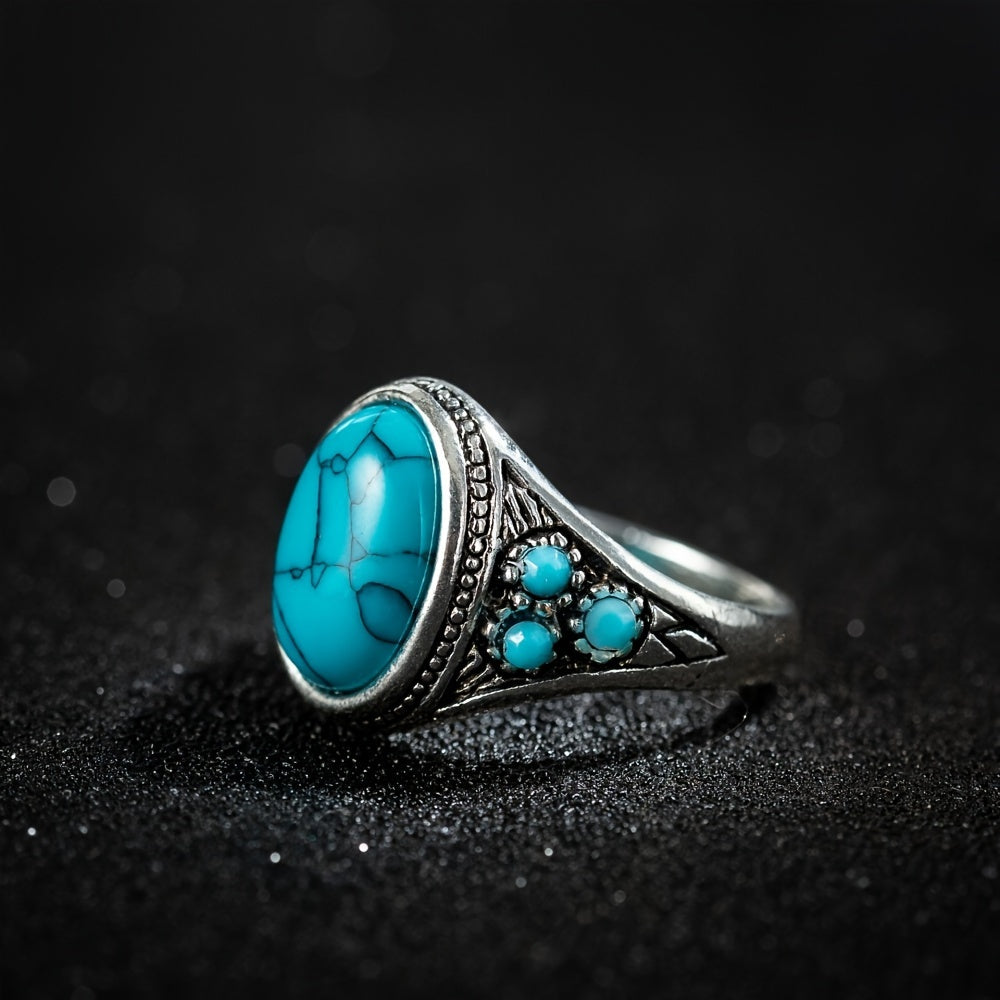 Nomad Blauer Stein Ring | Weißgold