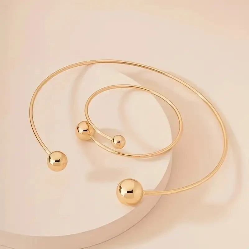 Minimalistisches Leucht-Set aus Halsband & Armreif | Gold