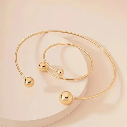 Minimalistisches Leucht-Set aus Halsband & Armreif | Gold