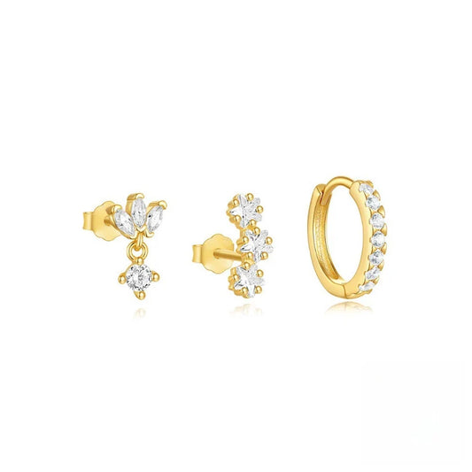 Trio Mila Essentials einseitiges Ohrring-Set | Gold