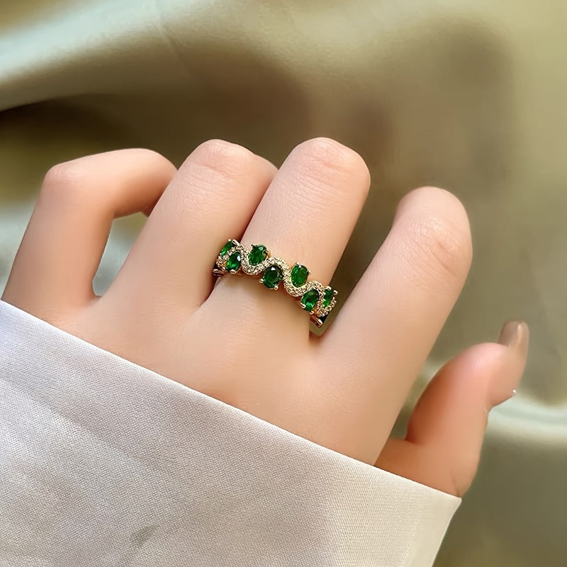 Calira Sparkling Emerald Offener Ring | Gold