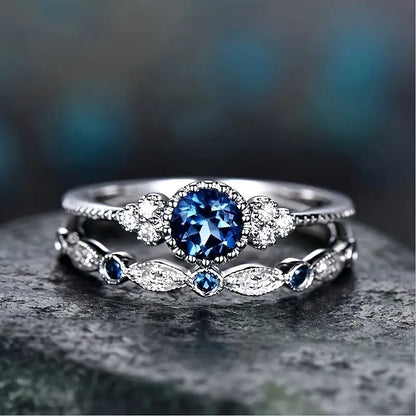 Ring-Set Sapphriel Krone | Weißgold