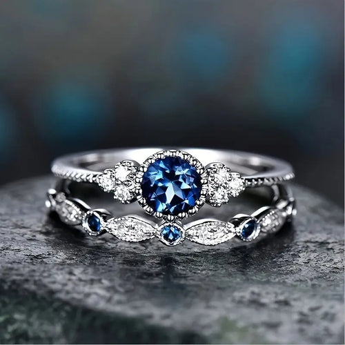 Ring-Set Sapphriel Krone | Weißgold