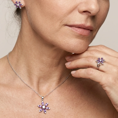 Amethyst Bloom Schmuckset | Weißgold