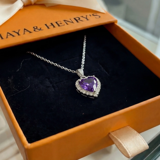 Amethyst-Herz-Halskette Radiance | Weißgold