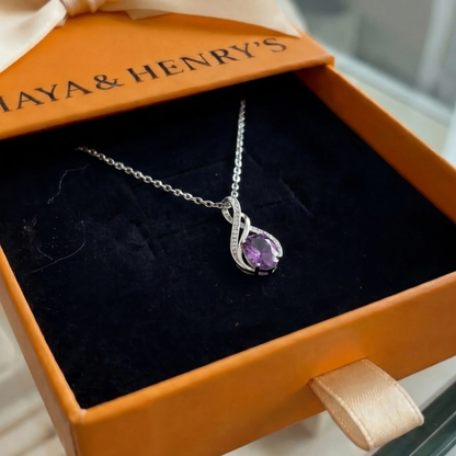 Amethyst Infinity Pavé-Halskette | Weißgold