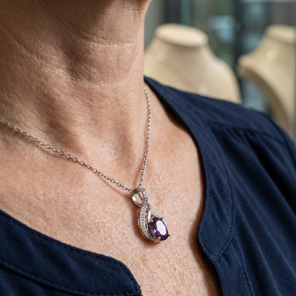 Amethyst Infinity Pavé-Halskette | Weißgold