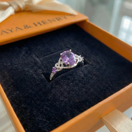 Amethyst-Knotenring | Weißgold