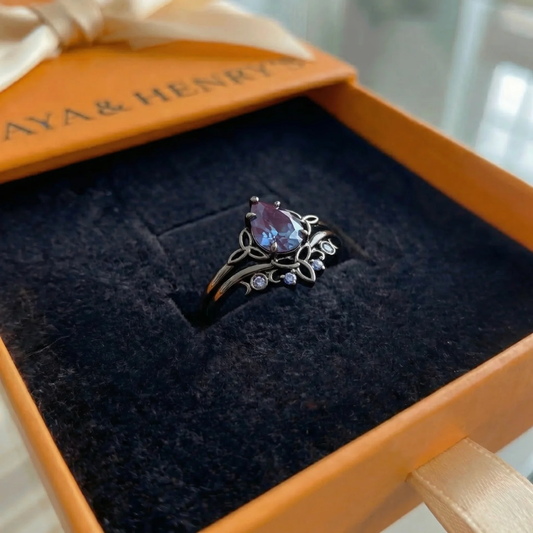 Amethyst-Schichten-Ring | Weißgold