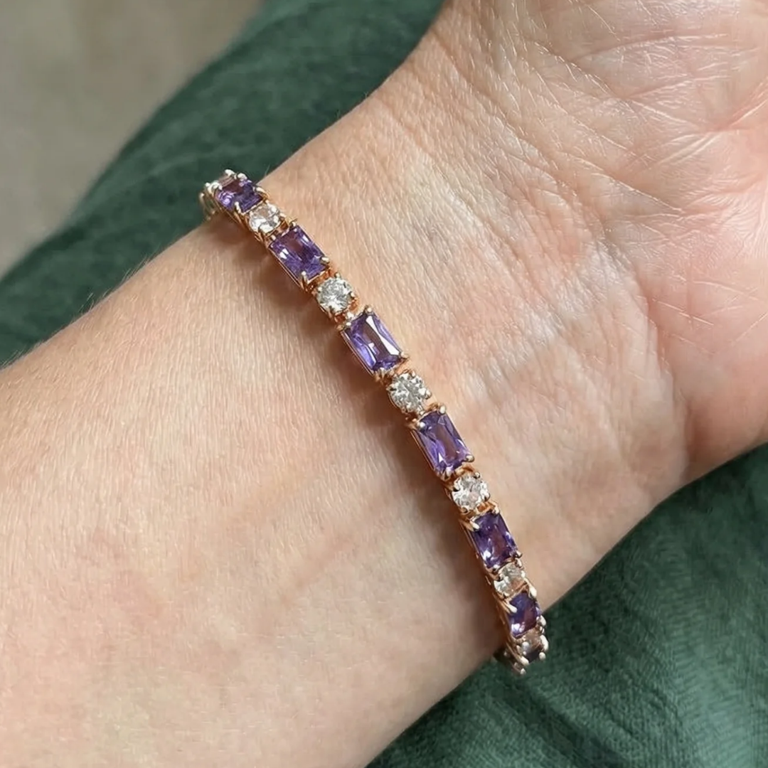 Amethyst-Prisma-Tennisarmband | Roségold