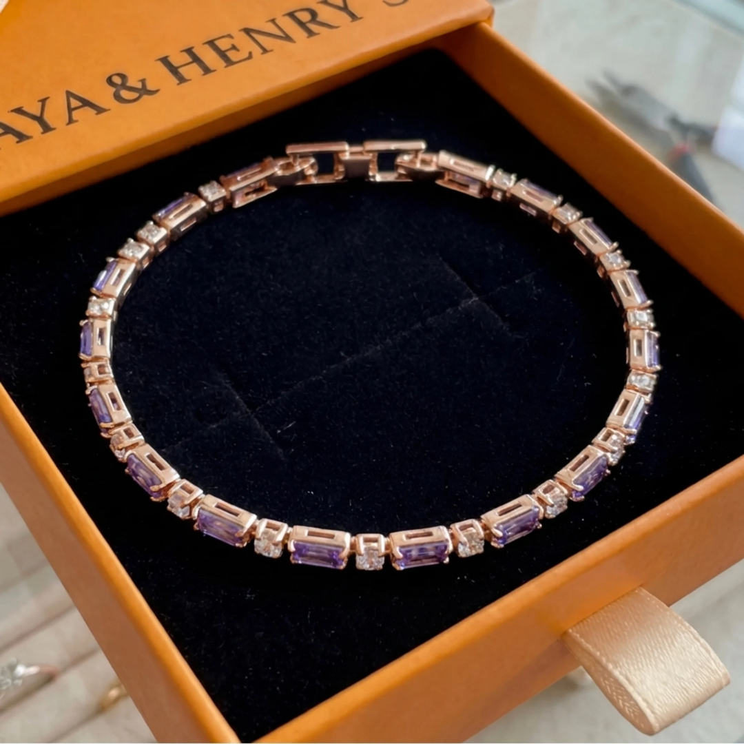 Amethyst-Prisma-Tennisarmband | Roségold