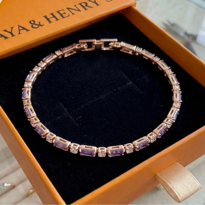 Amethyst-Prisma-Tennisarmband | Roségold