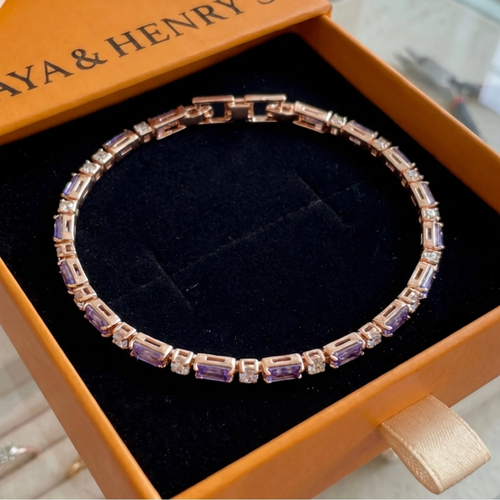 Amethyst-Prisma-Tennisarmband | Roségold