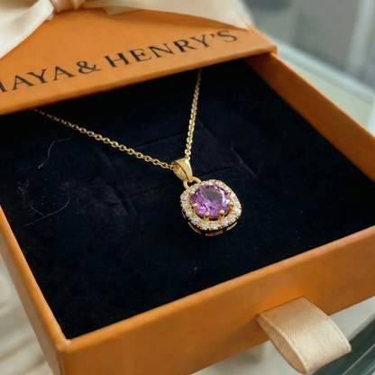 Amethyst Quadrat Pave-Halskette | Gold