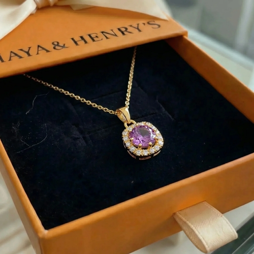 Amethyst Quadrat Pave-Halskette | Gold