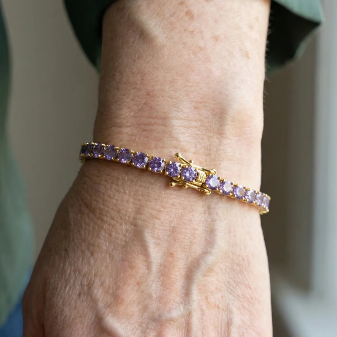Amethyst-Tennisarmband | Weißgold