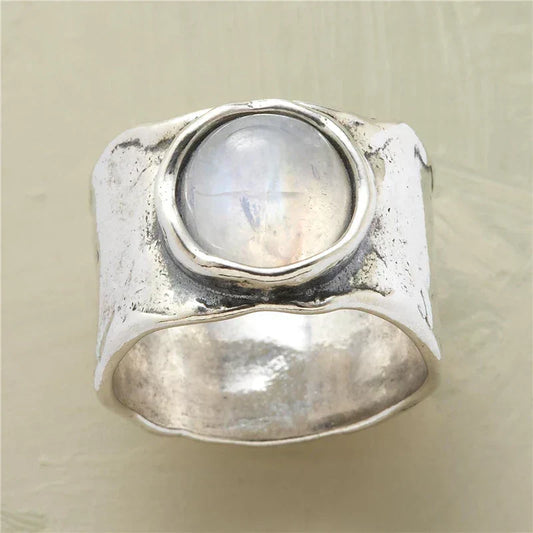 Mondstein-Boho-Ring | Weißgold