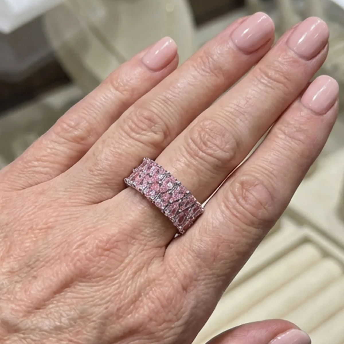 Blush Cascade Ehering | Weißgold