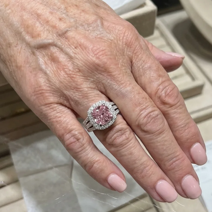 Blush Empress Halo-Ring | Weißgold