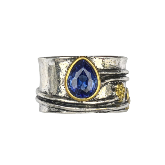 Böhmischer Edelstein-Meditationsring | Weißgold