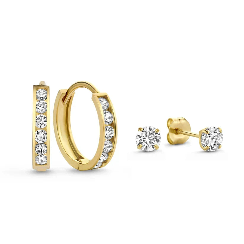 Dara Brillane Stone Ohrringe Set | Gold