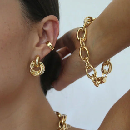 Statement-Ohrringe, ineinandergreifend | Gold