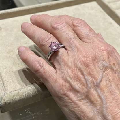 Mondheller pinkfarbener Konturring | Weißgold