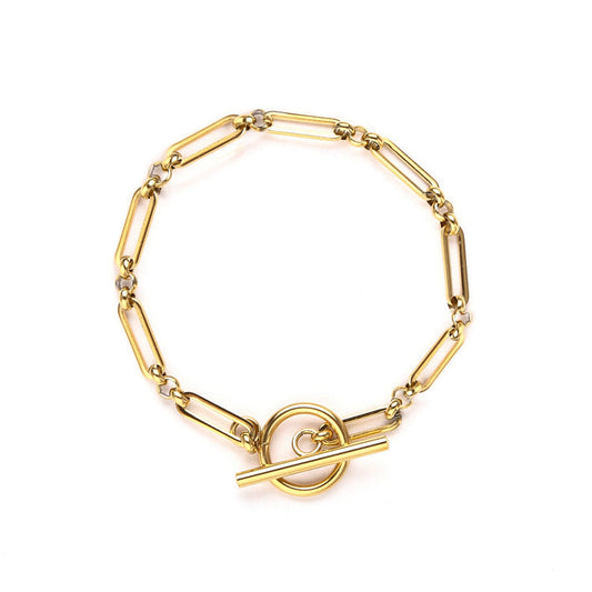 Gliederarmband mit T-Verschluss | Gold