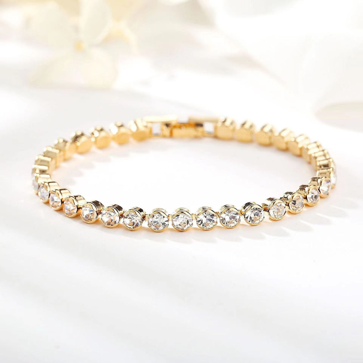 Tennisarmband mit runden Diamanten | Gold