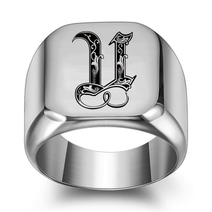 Klassischer Noble Initialenring | Weißgold