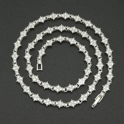 Classic Cluster Tennis Necklace | White Gold