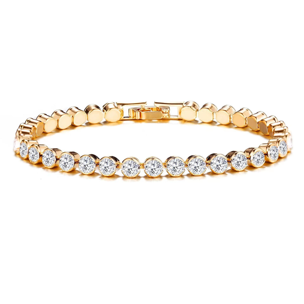 Tennisarmband mit runden Diamanten | Gold