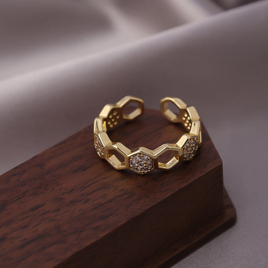 Kristall-Wabenring | Gold