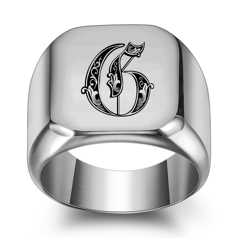 Klassischer Noble Initialenring | Weißgold