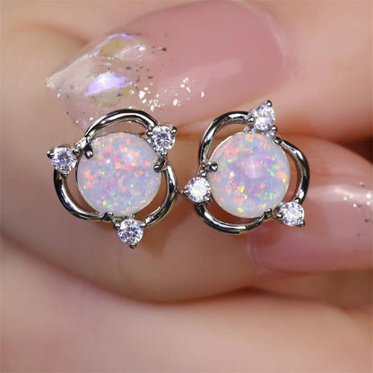 Opal Trio Ohrstecker | Weißgold