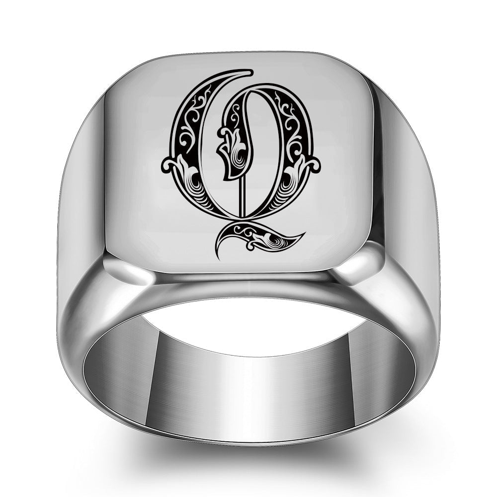 Klassischer Noble Initialenring | Weißgold