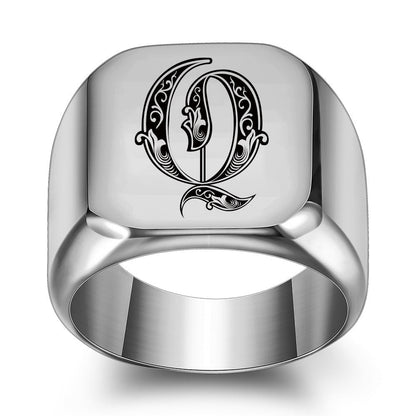 Klassischer Noble Initialenring | Weißgold