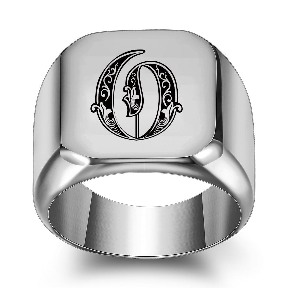 Klassischer Noble Initialenring | Weißgold