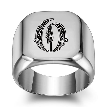 Klassischer Noble Initialenring | Weißgold