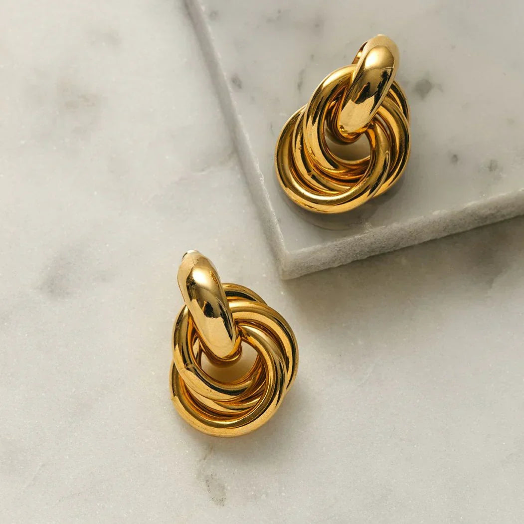 Statement-Ohrringe, ineinandergreifend | Gold